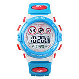 Цифровий дитячий водонепроникний (50м) годинник Skmei 1451WTBU White-Black, фото 3