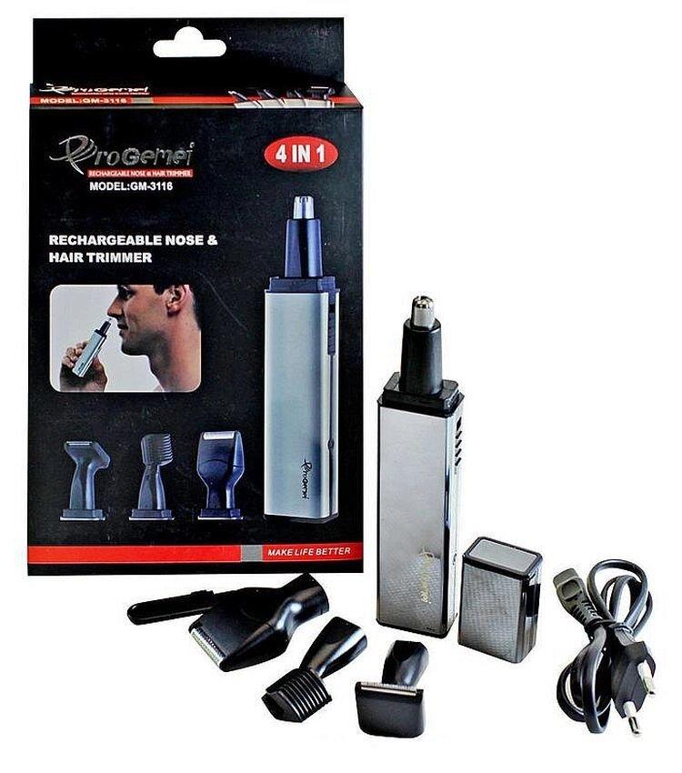 4 в 1 ProGemei Gm-3116 триммер для носа, вух, бороди та скронь, фото 1