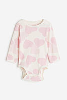 Дитячий боді рожеві серденькі для дівчинки з довгим рукавом 68 см (4-6M)