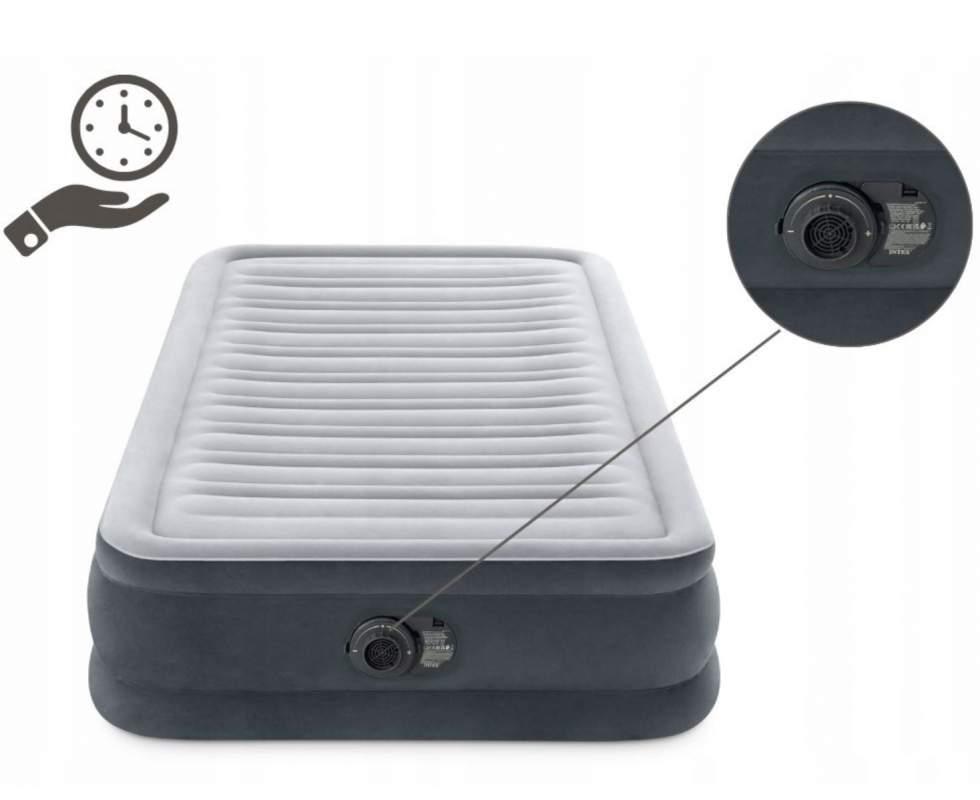 Надувна велюр-ліжко Intex з вбудованим електронасосом 191х99х33 см (67766)