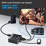 EZCOO - Розгалужувач HDMI 1x1, аудіоекстрактор 4K 60H, повторювач HDMI 2.0, фото 8