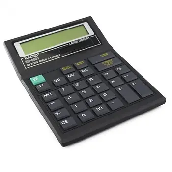 Настільний калькулятор для роботи бухгалтерам та касирам KADIO KD-6001 Чорний
