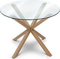 Стол обеденный круглый со стеклянной столешницей и металлическими ножками Джин ТМ Микс Мебель