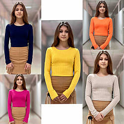 Топ із довгим рукавом, рубчик, розміри 34 — 42 на зріст 134-156 зріст