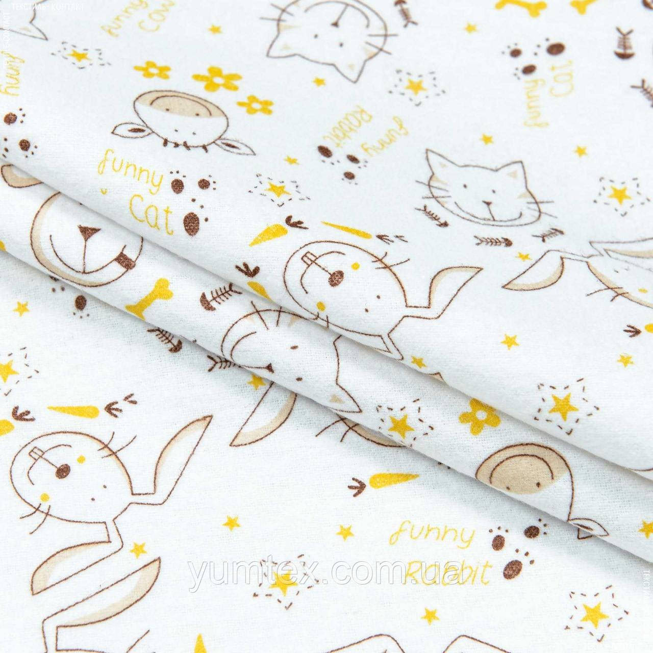 Тканина фланель дитяча для дитячої постільної білизни пелюшок дитячого одягу котики кролики
