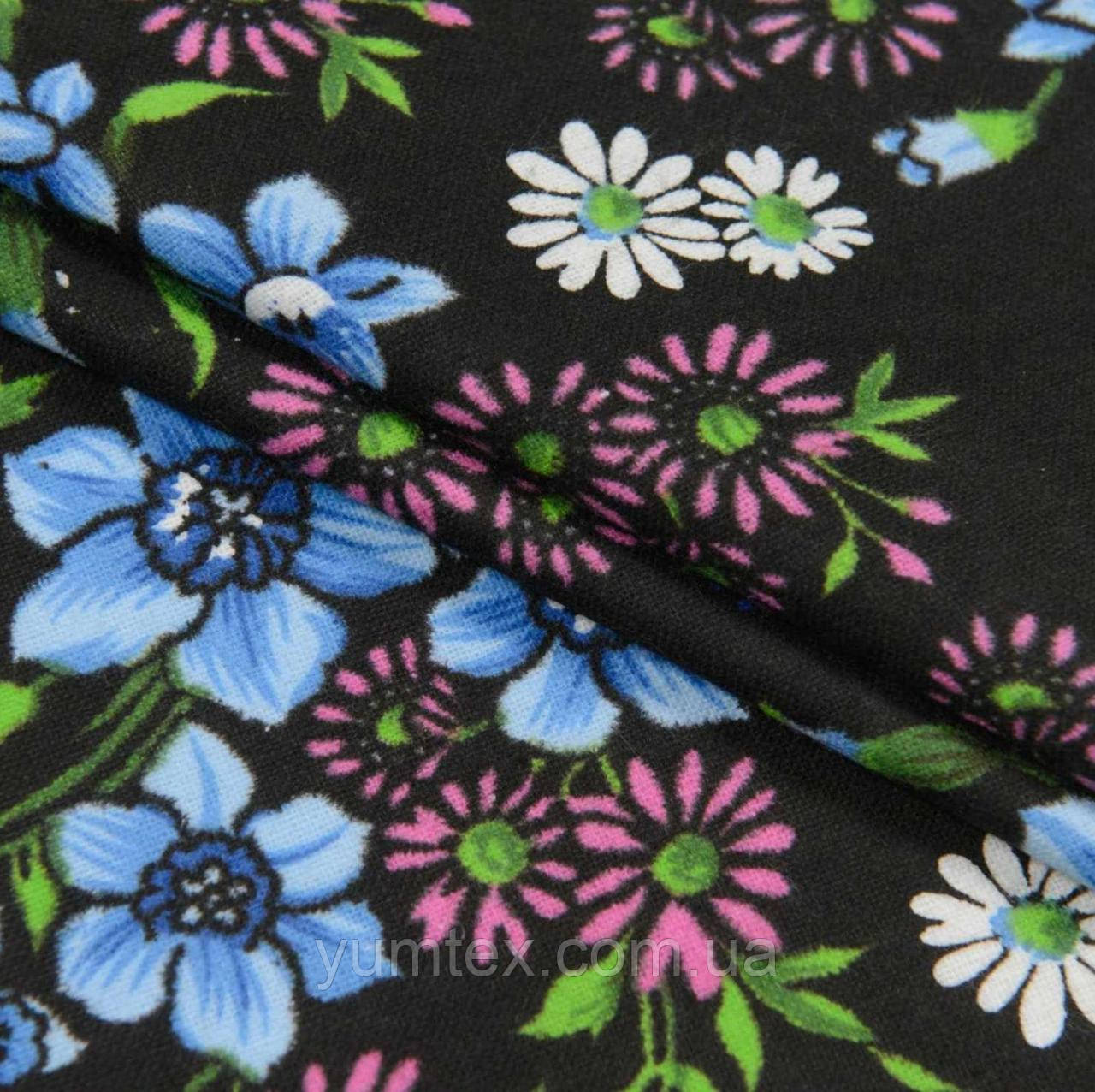 Тканина фланель для сорочок піжам халатів квіти