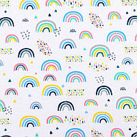 Ткань фланель детская для детского постельного белья пеленок детской одежды радуги разноцветные белая