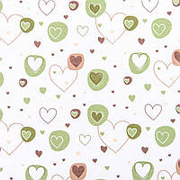 Тканина фланель дитяча для дитячої постільної білизни пелюшок дитячого одягу сердечка зелені коричневі