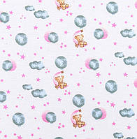 Тканина фланель дитяча для дитячої постільної білизни пелюшок дитячого одягу ведмедики новорічні кульки кульки біла