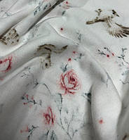 Ткань фланель 240 см птицы и розочки набивная для постельного белья