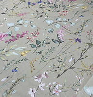 Ткань фланель начос набивная 240 см полевые цветы бежевая для постельного белья