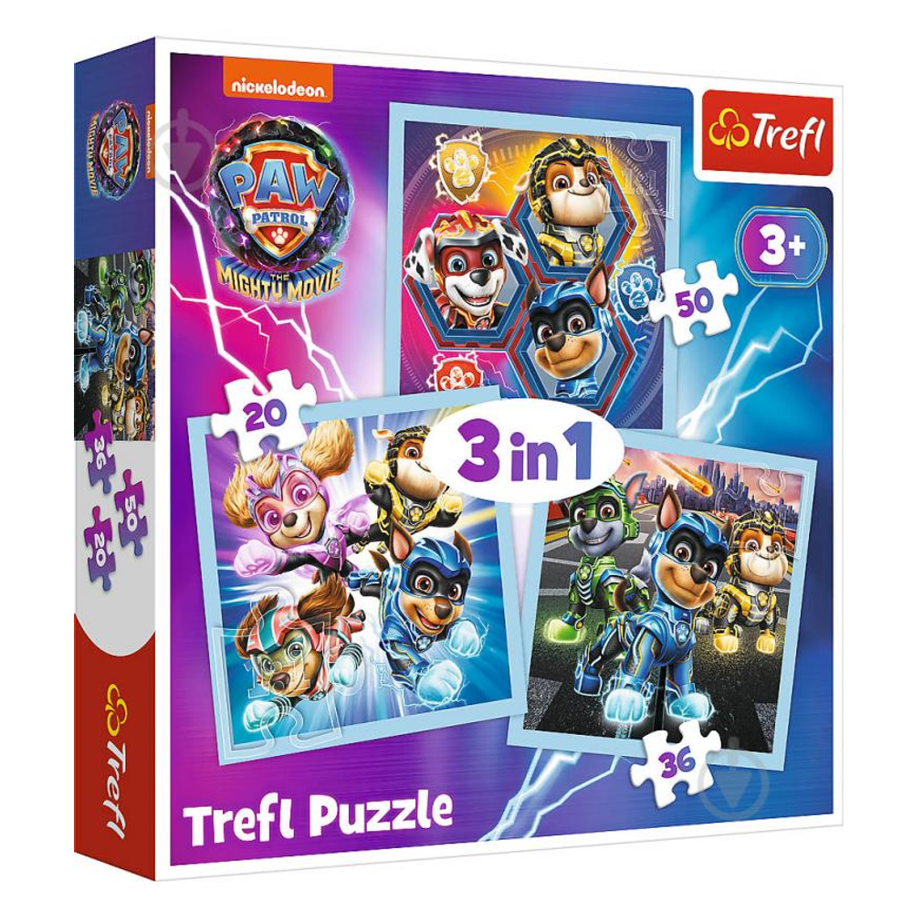 Пазл 3 в 1 "Могутня сила щенят. Щенячий патруль", 20-36-50 Trefl (5900511348699)