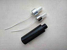 100 мл/24мм флакон Циліндр чорний Поліетилен HDPE з срібним спреєм 24 мм, пляшка пластикова, тестер, атомайзер, фото 4