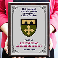 Плакетка диплом загиблого Героя воїна Назавжди в строю
