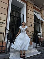 Женское летнее платье, 42-46, белое и красное, муслин -100% хлопок.