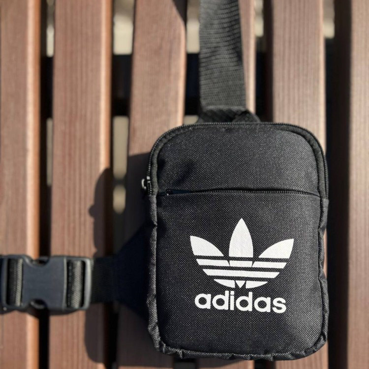 Чоловіча чорна сумка барсетка Adidas через плече Адідас месенджер