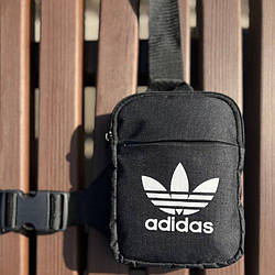Чоловіча чорна сумка барсетка Adidas через плече Адідас месенджер
