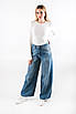 Джинси жіночі прямі широкі з асиметричними швами сині D-685 (2000000123455), фото 6