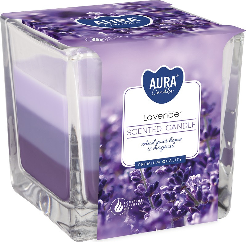 Свічка ароматизована триколірна Лаванда 8 см (80-79)