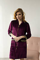 Халат затишний жіночий велюровий від виробника в кольорі фіолет (сливу)