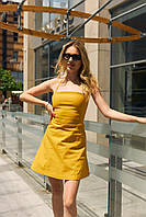 Сарафан міні жіночий з льону Line гірчичний Льняна сукня жіноча літня