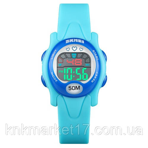 Спортивний цифровий дитячий водонепроникний (50м) годинник Skmei 1478LTBU Light-Blue, фото 1