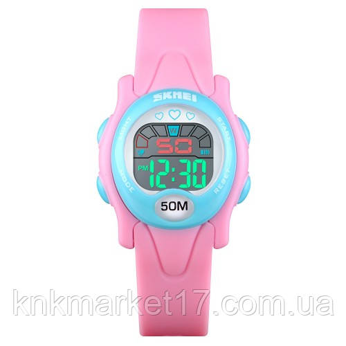 Спортивний цифровий дитячий водонепроникний (50м) годинник Skmei 1478PK Light-Pink, фото 1