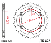 Мотозірка задня JTR822.50 Suzuk DR-Z400,Suzuk DR250 , Husqvarna, Beta ,Gas Gas, фото 1