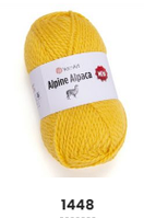 Нитки пряжа для в"язання напіввовна з альпакою ALPINE ALPACA Альпіне Альпака YarnYart ЯрнАрт № 1448 - жовтий