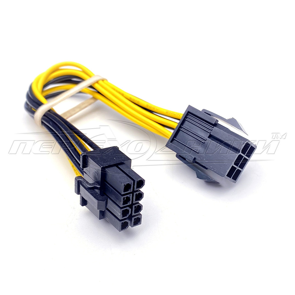 Кабель - перехідник для живлення процесора 6 pin на 8 pin, 18 см