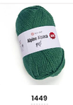 Нитки пряжа для в"язання напіввовна з альпакою ALPINE ALPACA Альпіне Альпака YarnYart ЯрнАрт №  1449 - зелений