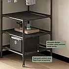 Кутова металева вішалка для одягу з полицями для взуття на міцних ніжках у чорному кольорі., фото 4