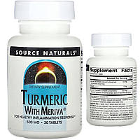 Source Naturals Куркума с меривой 500 мг 30 таблеток индийский шафран Curcuma longa куркумин Meriva витамины