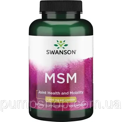 Метилсульфанілметан (МСМ) Swanson TruFlex MSM 1000 мг 120 капс., фото 2