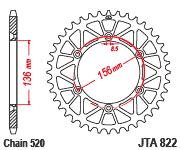Мотозірка задня JTA822.50 легка Suzuk DR-Z400,Suzuk DR250 , Husqvarna, Beta ,Gas Gas, фото 1