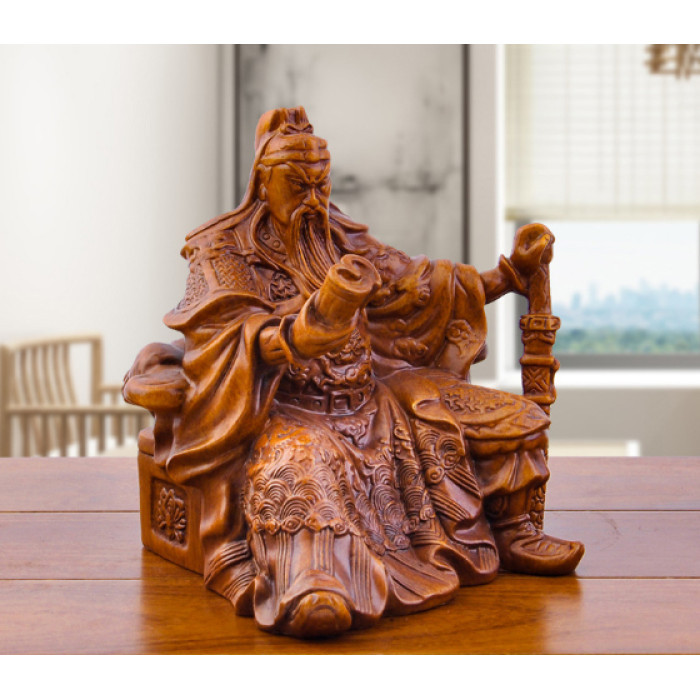 Статуетка сувенір інтер'єрна Гуань Гун зі світком, статуетка декор на стіл