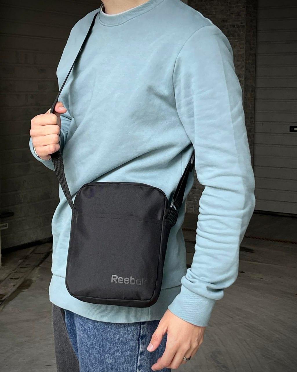 Барсетка через плече reebok чорна сумка на плече чоловіча текстильна месенджер плечовий рибок, фото 1