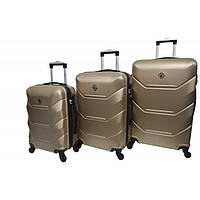 Набір валіз Bonro 2019 сумка на коліщатках багажна валізка шампань 3 штуки (bo-10500308)