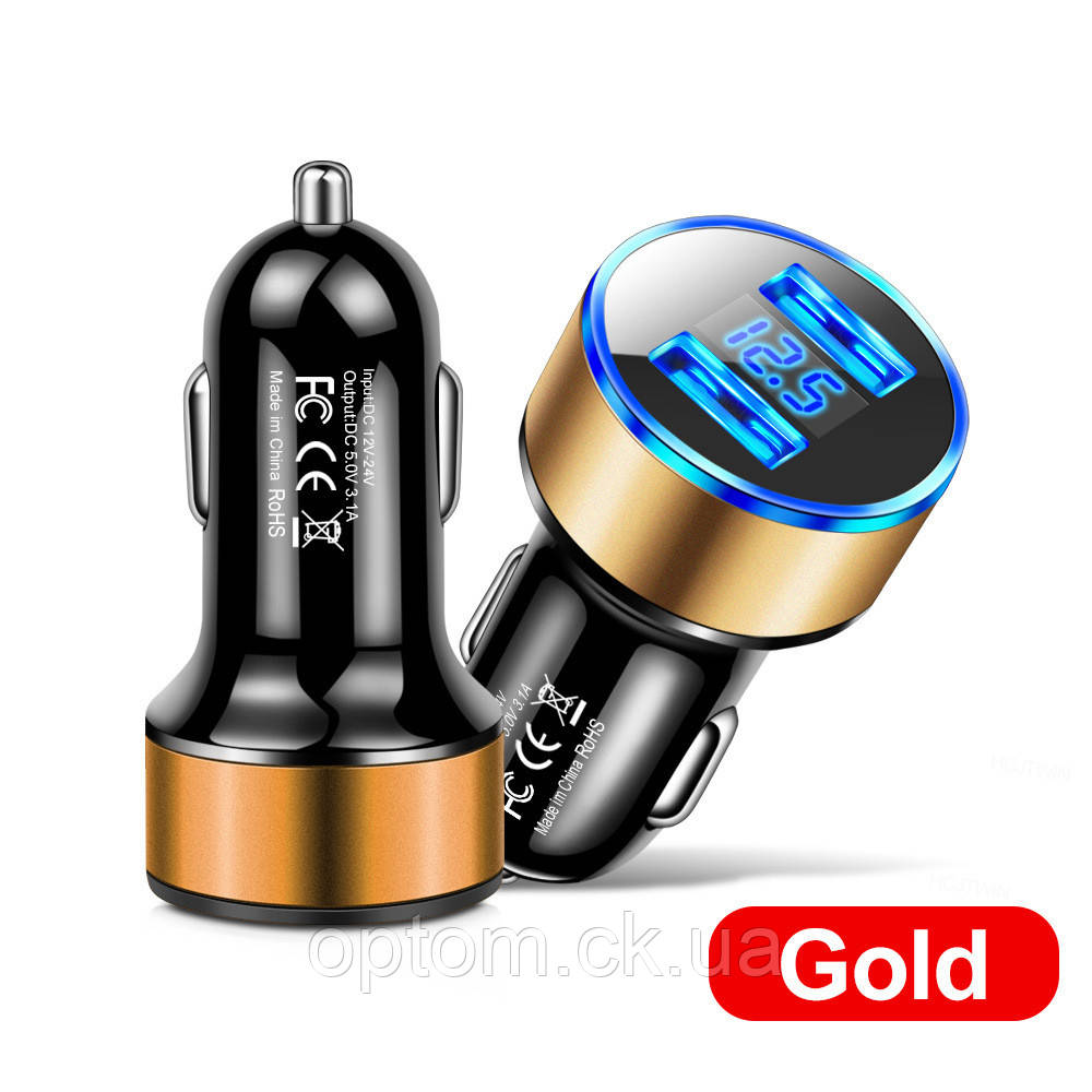 Заряджання USBx2 для авто 3.1 A вольтметр