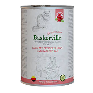 Baskerville Sensitive Lamm Mit Preiselbeeren для кішок ягня, журавлиною та м'ятою 400 г