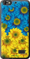 Чехол на Huawei Honor 4C Жёлто-голубые цветы "1048u-183-10746"