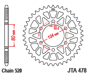 Мотозірка задня JTA478.43 легка Kawasaki ZX-6R Ninja, Z750,Kawasaki Z800,400 Ninja ,EN650,EX650, ZX-10R, фото 1