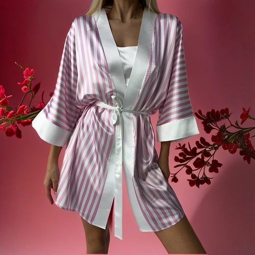 Комплект шелковые халат и сорочка пеньюар Victoria's Secret ночной ...