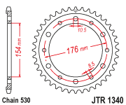 Мотозірка задня JTR1340.44 Honda VFR750 ,Honda VFR800,Honda CB1000 R