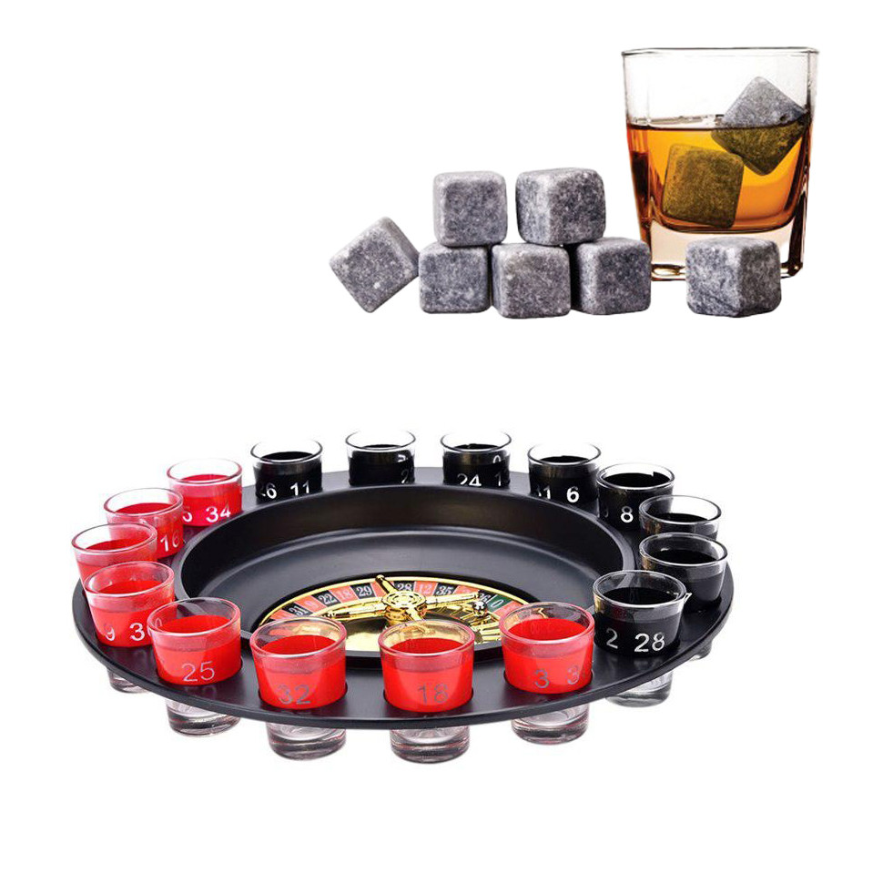 Комплект п'янка рулетка з рюмками й охолоджувальні камені для віскі, кубики для охолодження напоїв (ST)
