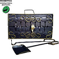 Мангал валіза з декором на 8 шампурів + чохол + совок + корчга. Мангал складаний 2 мм