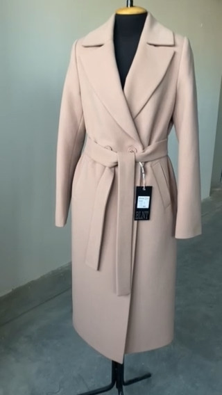 Пальто жіноче довге пряме кашемірове із звуженими рукавами колір карамель, фото 1