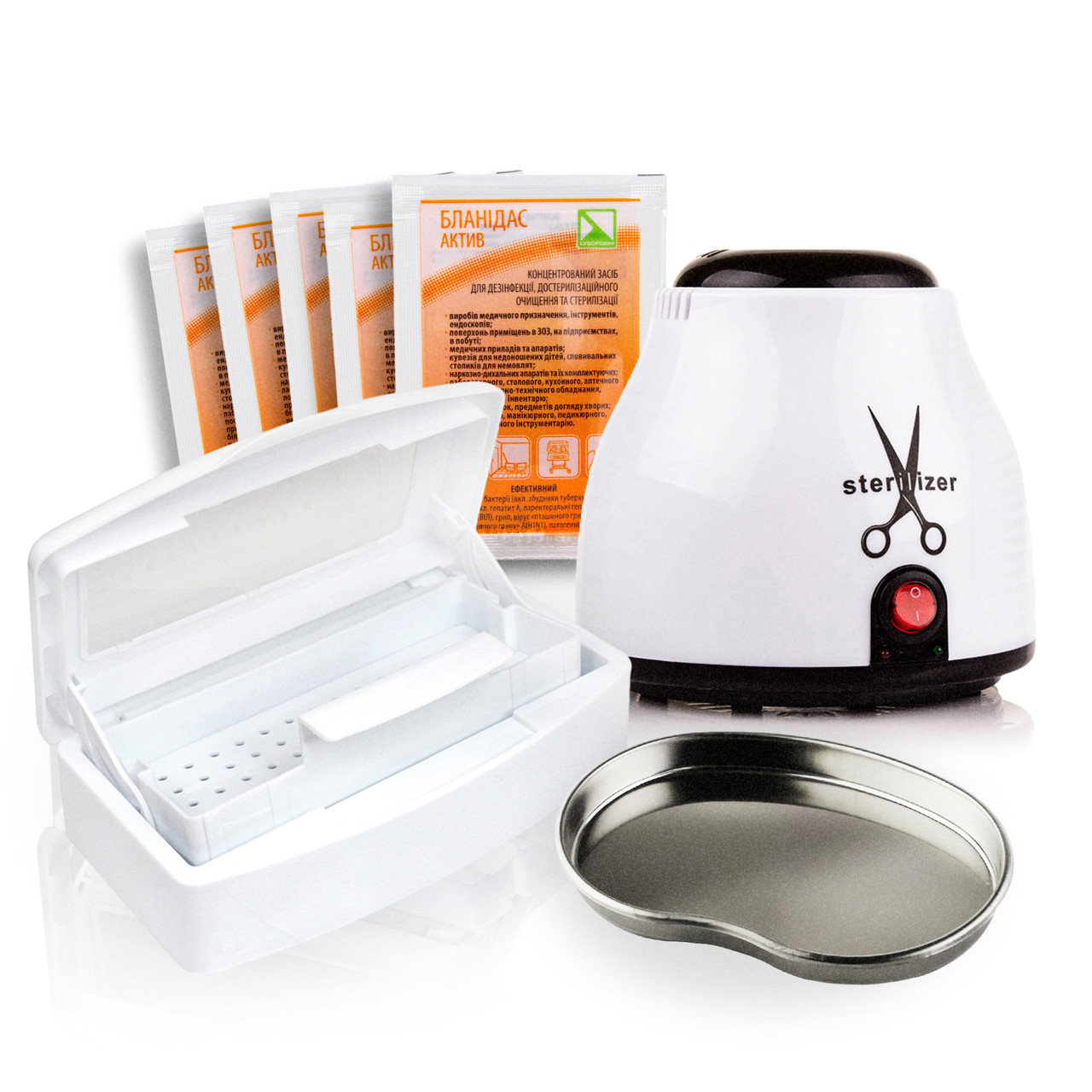 Набір для стерилізації, кварцовий стерилізатор 9001, Бланідас, лоток, бокс для замочування, фото 1