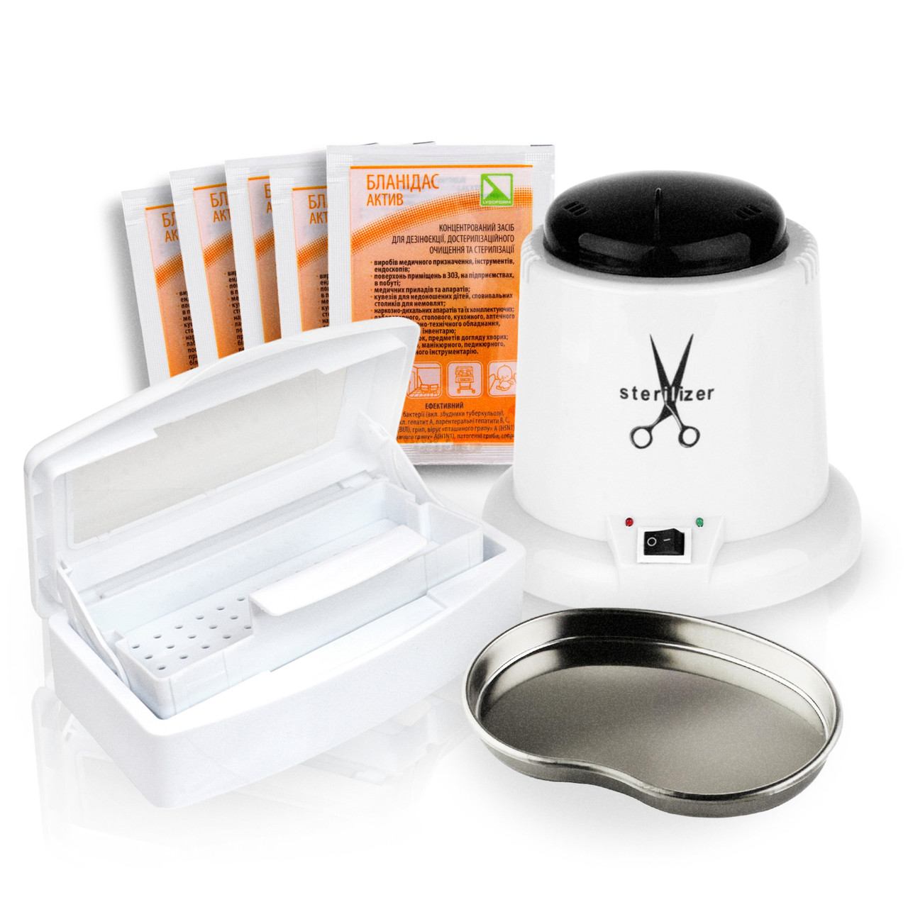 Набір для стерилізації, кварцовий стерилізатор YM-910, Бланідас, бокс для замочування, лоток, фото 1