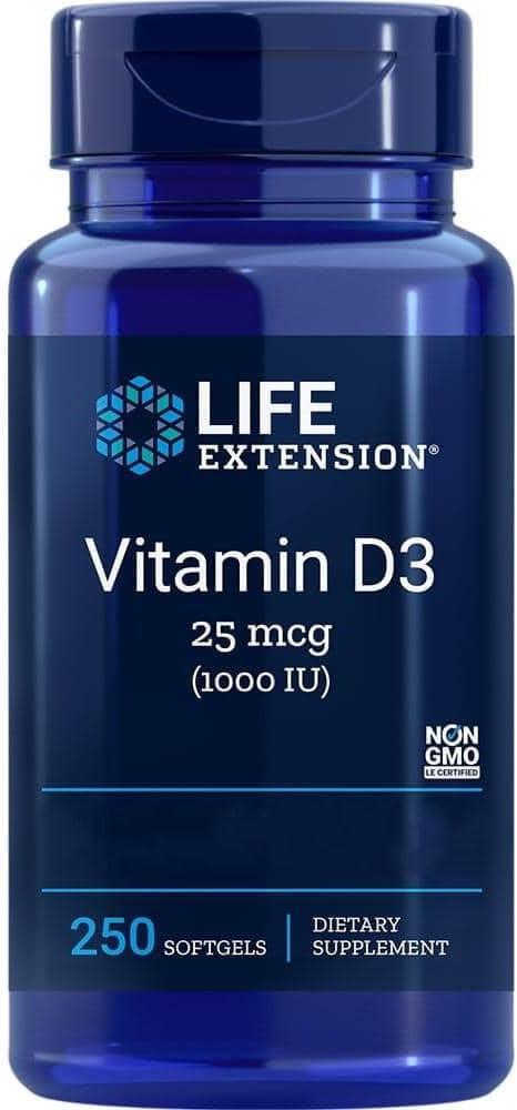 Life Extension Vitamin D3 / Вітамін Д3 25 мкг (1000 МО) 250 м'яких капсул